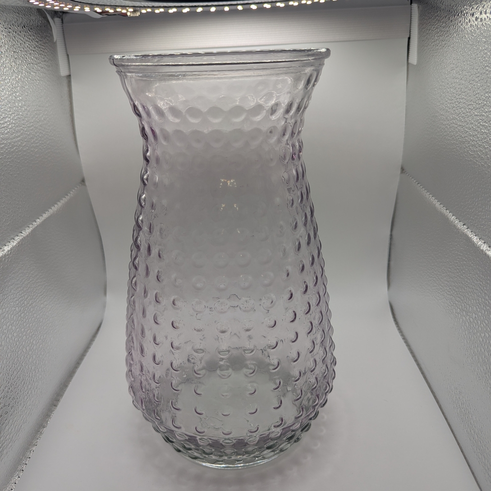Rare DOTS XLDPS Vintage Lilac Bubbled Glass Vase. Made In USA
